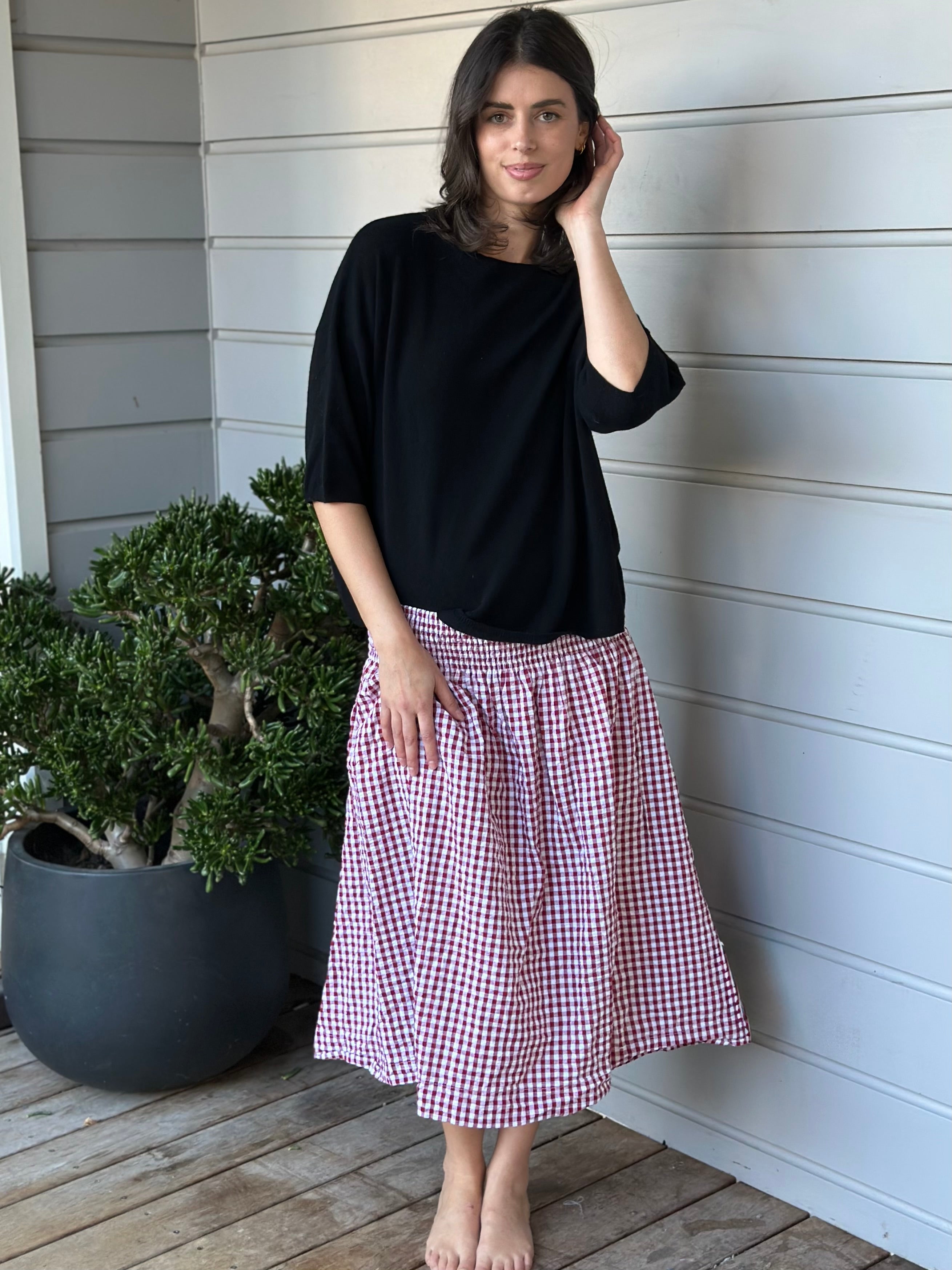 lola skirt -dark red gingham