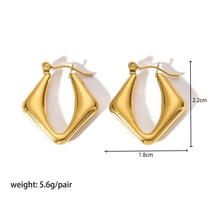 1 Pair Modern Style Round Heart Shape 304 Stainless Steel 18K Gold Plated Hoop Earrings