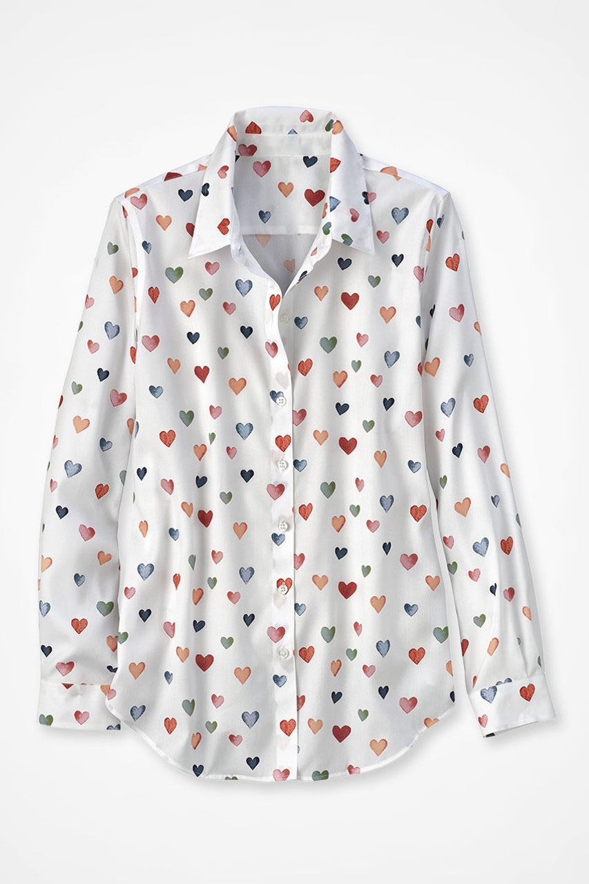 Confetti Hearts Long Sleeve No Iron Shirt