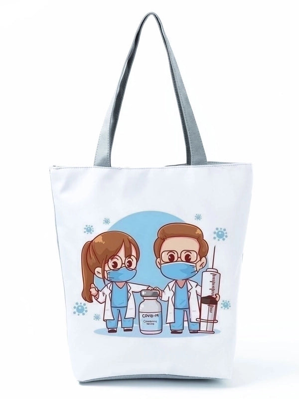 Women's Basic Letter Polyester Shopping Bags