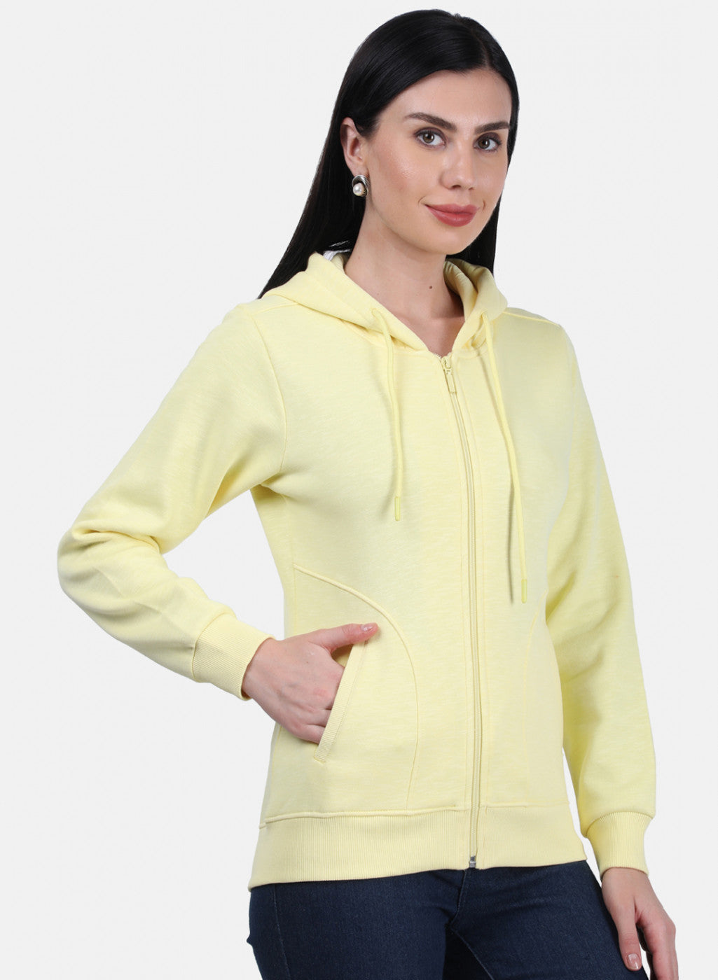 Women Yellow Plain Sweatshirt