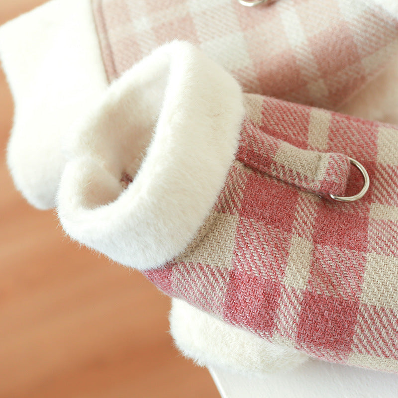 Warm Plaid Dog Harness Coat
