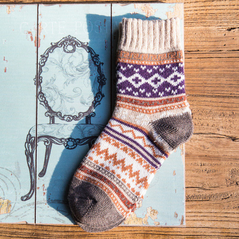 Soft Warm Retro Tribal Geometry Socks