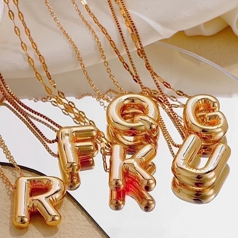 304 Stainless Steel Copper Gold Plated IG Style Minimalist Polishing Plating Letter Charms