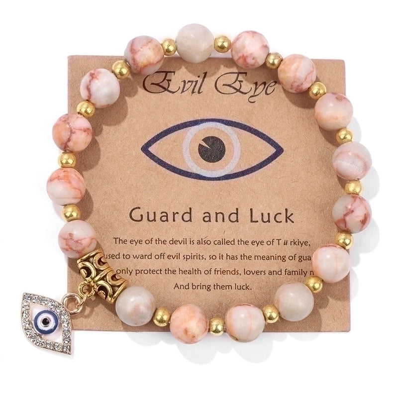 Retro Ethnic Style Devil'S Eye Alloy Natural Stone Elastic String Woven Chain Bracelets In Bulk