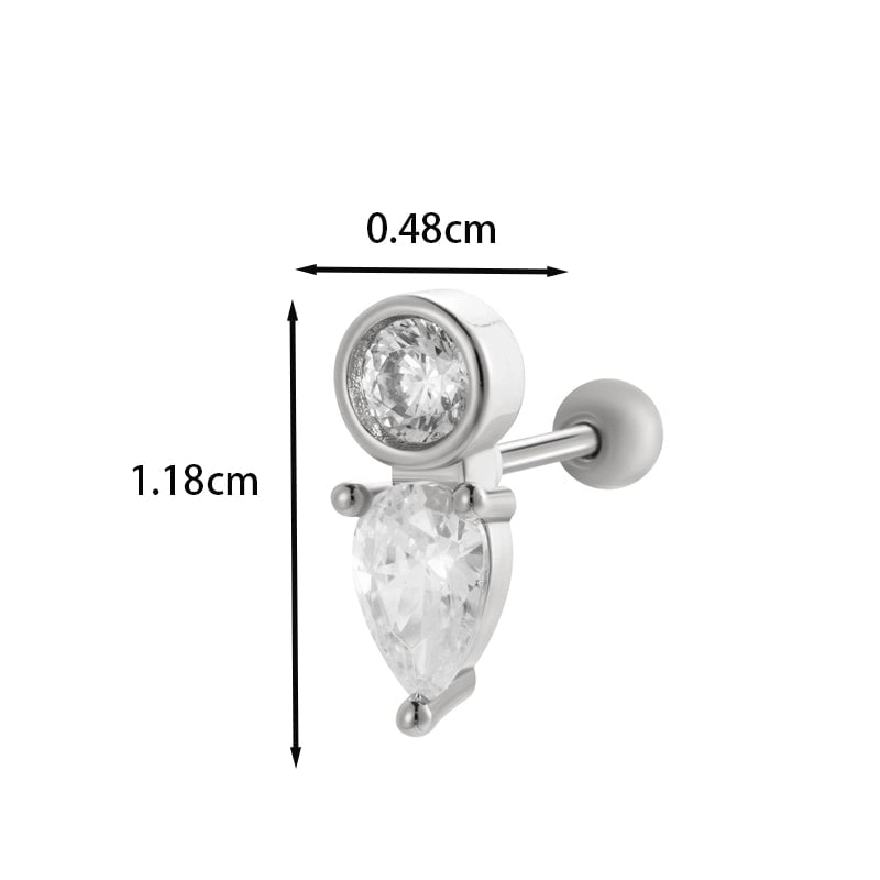 1 Piece Ear Cartilage Rings & Studs IG Style French Style  Water Droplets Flower Copper Inlay Zircon