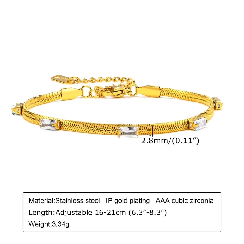 Minimalist Classic Style Heart Shape Titanium Steel Rhinestones Bracelets In Bulk