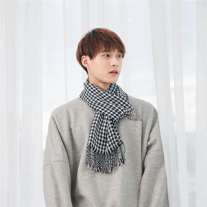 Autumn And Winter New Tassel Men's Scarf Double-sided Cashmere Scarf Long Tassel Warm Lovers Scarf