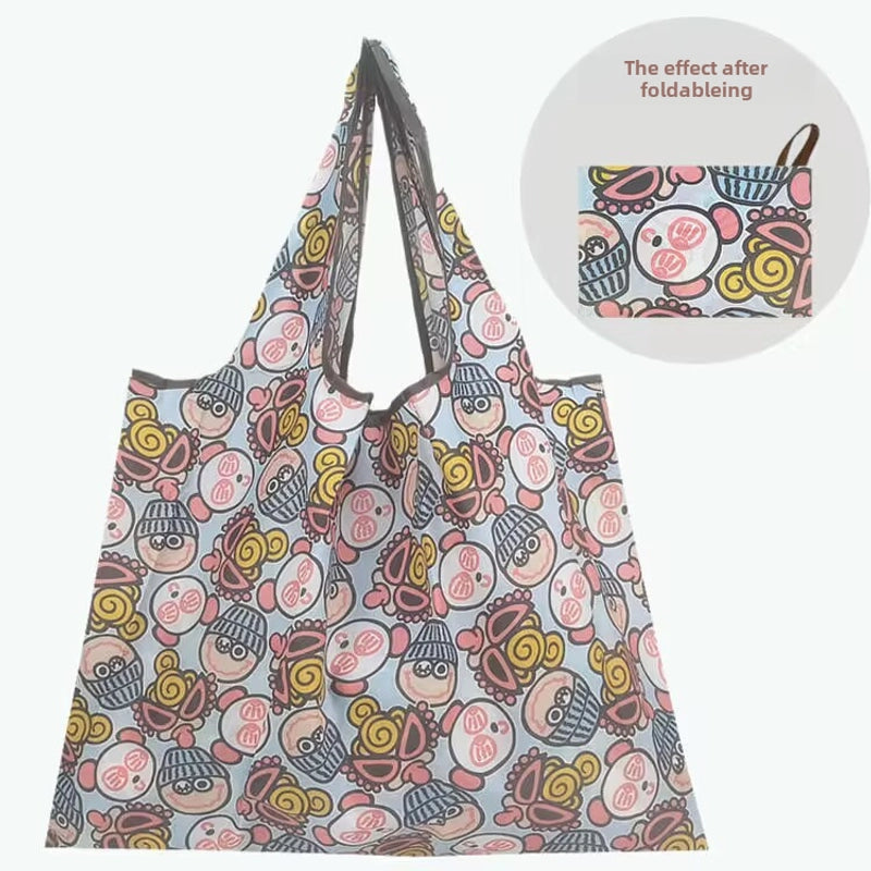 Printed Environmental Bag Large 210T Supermarket Folding Shopping Bag Thickened Tote Bag Shopping Bag
