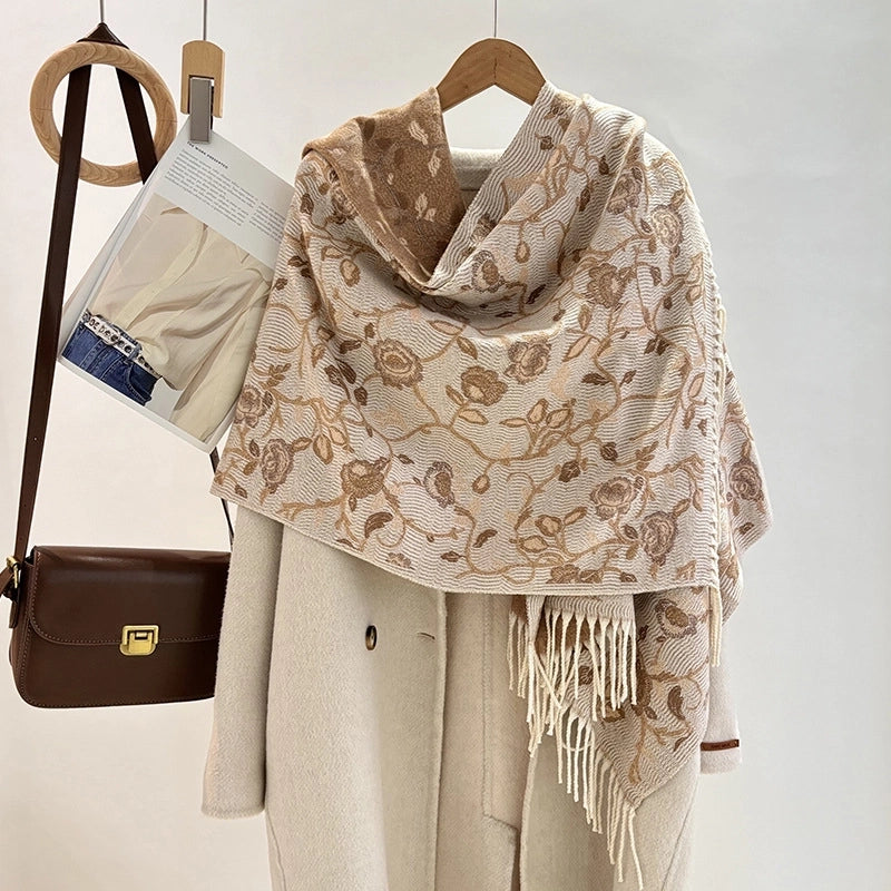 Women's Minimalist Commute Printing Flower Viscose Fiber Scarf