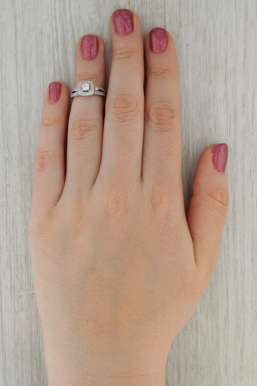 0.45ctw Round Diamond Halo Engagement Ring 10k White Gold Size 4
