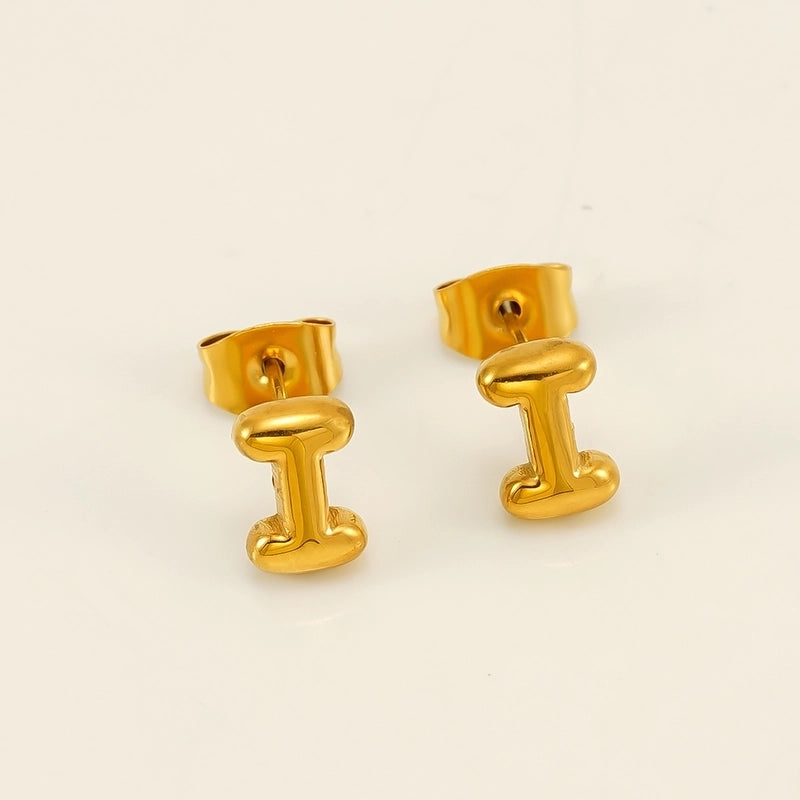 1 Piece Minimalist Classic Style Letter Plating 304 Stainless Steel 18K Gold Plated Ear Studs