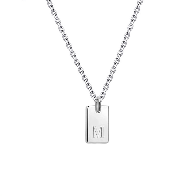 Titanium Steel Minimalist Letter Rectangle Plating Pendant Necklace