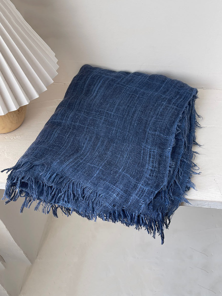 Women Vintage Pure Color Tassel Shawl Scarf