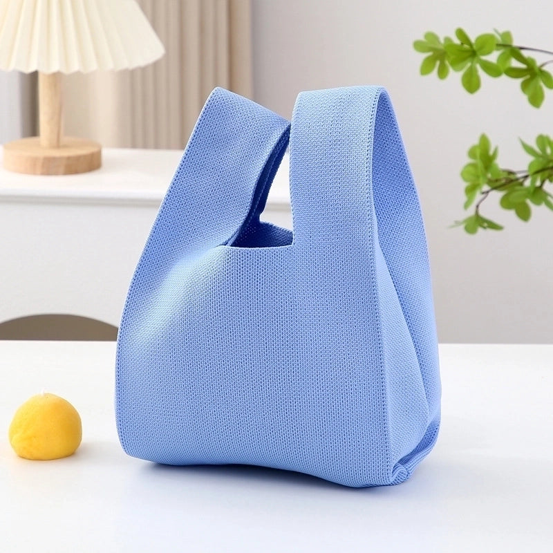 Women's Small Knit Solid Color Basic Classic Style Open Handbag