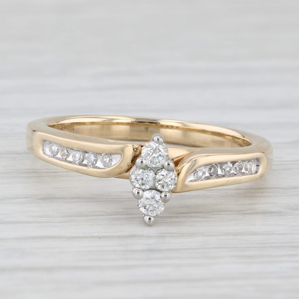 0.18ctw Diamond Cluster Engagement Ring 10k Gold Size 6.75 Marquise Bypass