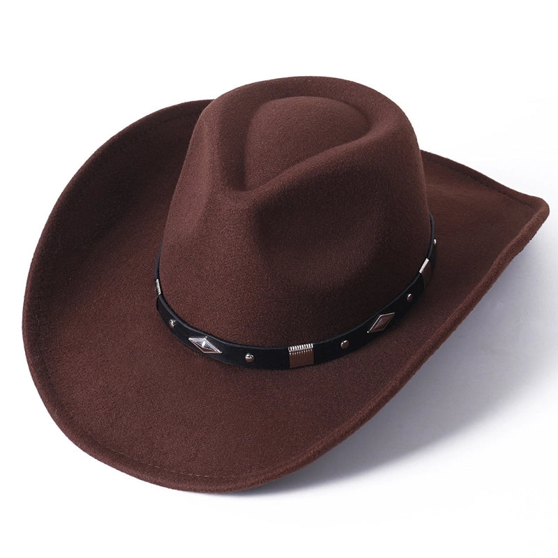 Cowboy Hat Woolen Jazz Gift Hat Men And Women Autumn And Winter Felt Hat Big Brim