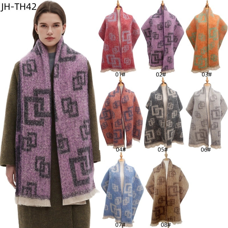 Unisex Casual Minimalist Geometric Polyester Scarf