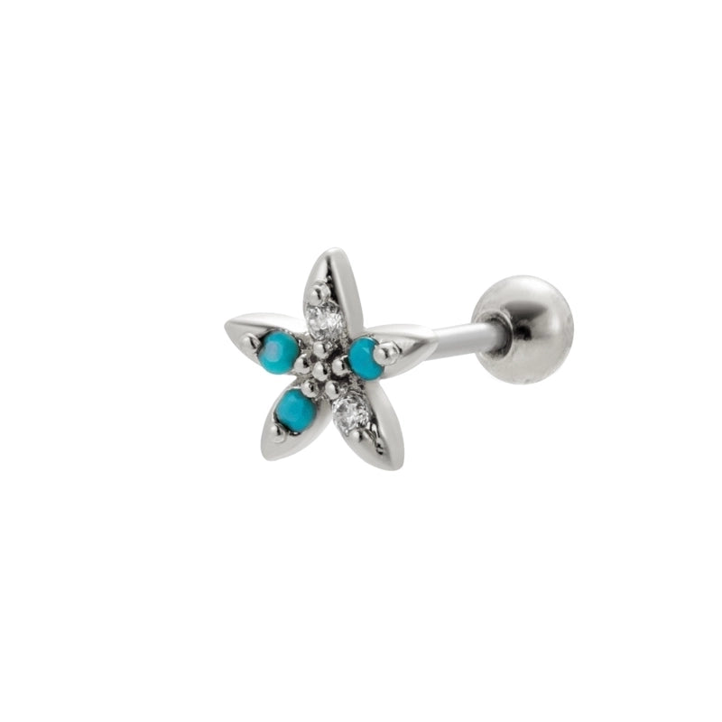 1 Piece Ear Cartilage Rings & Studs Sweet Heart Shape Flower 316L Stainless Steel  Copper Plating Inlay Zircon