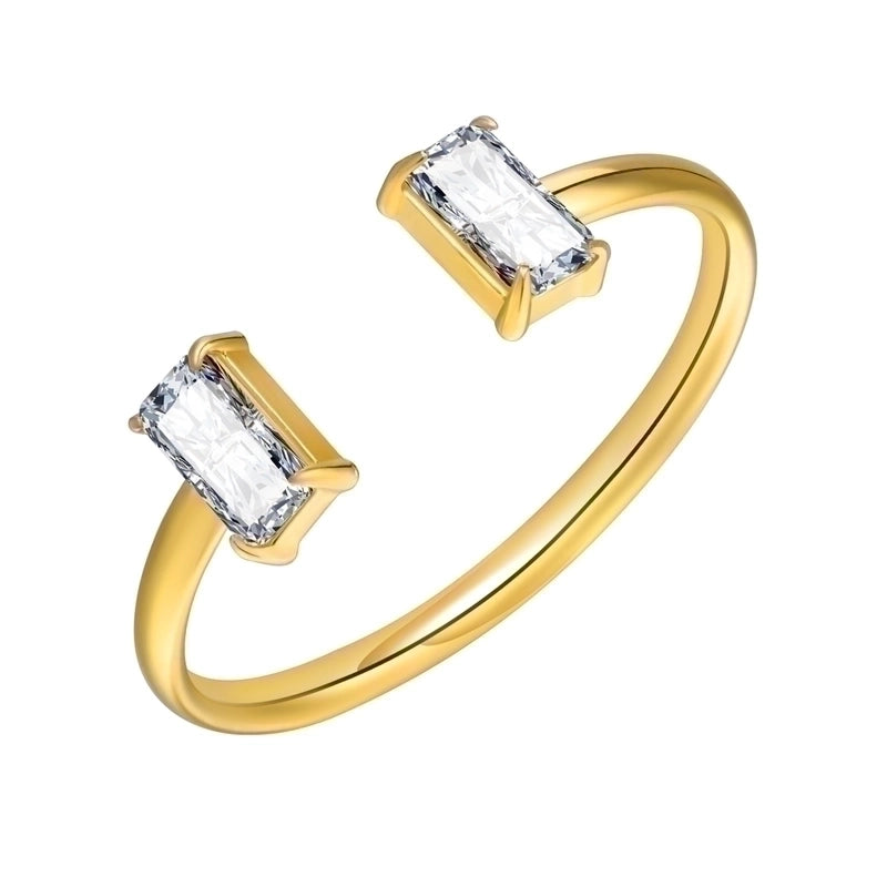 Casual Minimalist Geometric Heart Shape 201 Stainless Steel Zircon Gold Plated Plating Inlay Rings