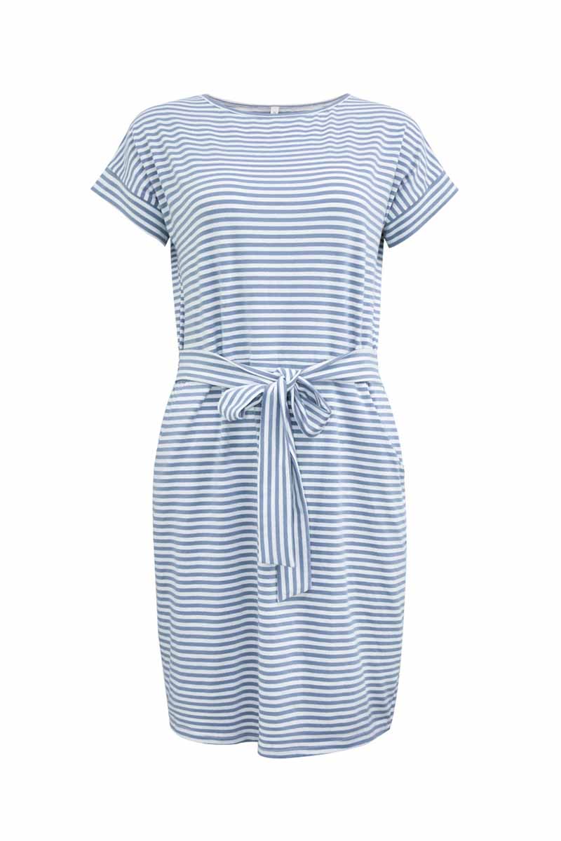 Florcoo Striped Knot Design Grey Midi Dress(5 Colors)