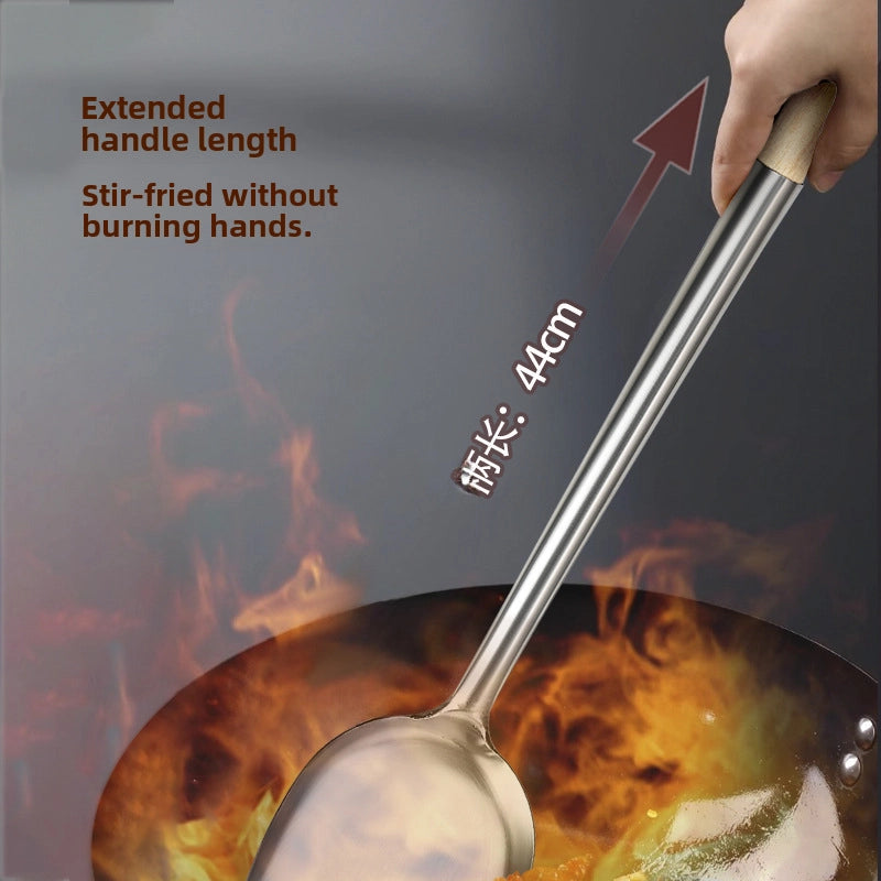 Stainless Steel Spatula Hotel Chef Special Cooking Spoon Home Cooking Spoon Long Handle Large Commercial Porridge Spoon Serving Spoon