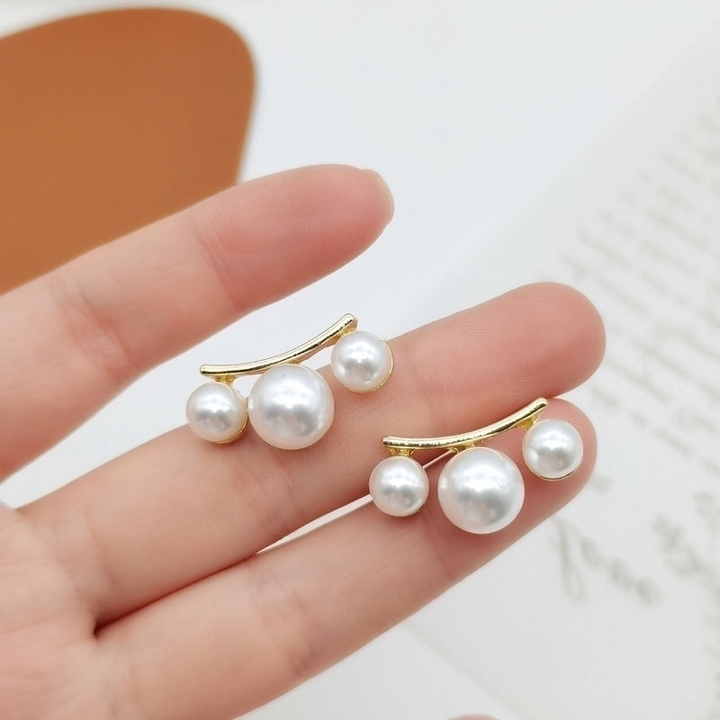Minimalist Heart Shape Flower Resin Inlay Artificial Pearls Rhinestones Drop Earrings 1 Pair