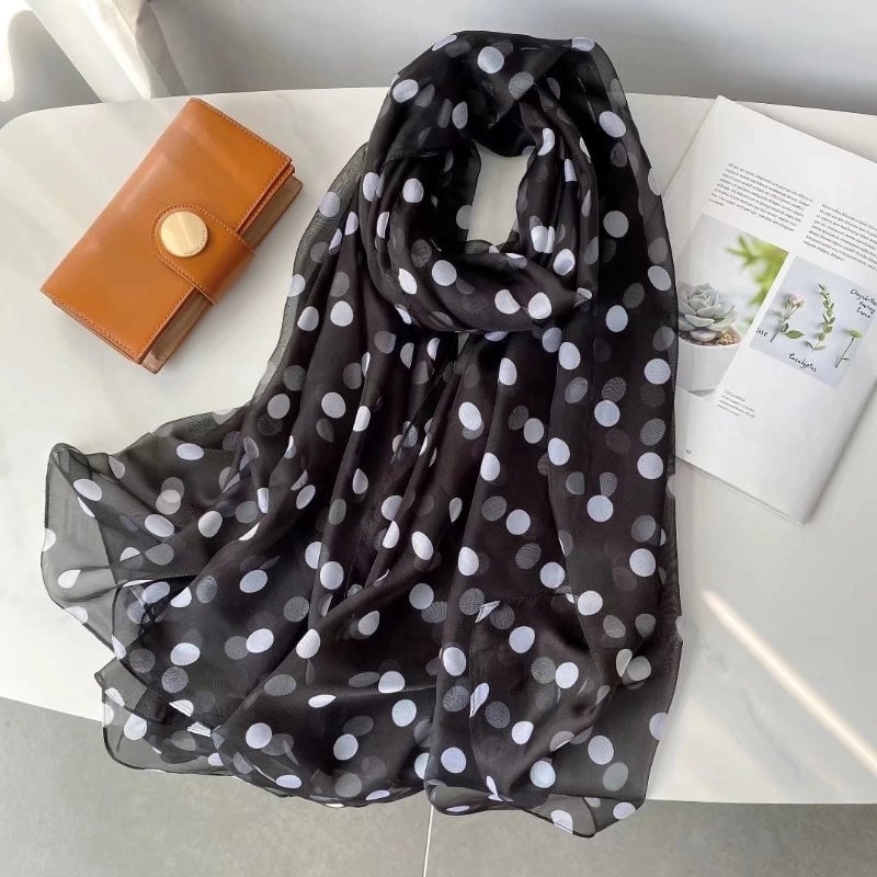 Spring And Summer New Yourou Silk Scarf Large Size Printed Beach Towel Dot Travel Vacation Sunscreen Scarf Women's Spot
