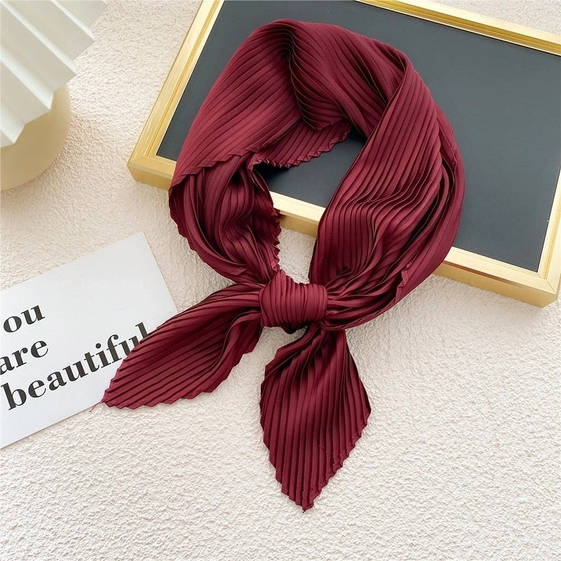 Simple Fold Solid Color Small Square Scarf