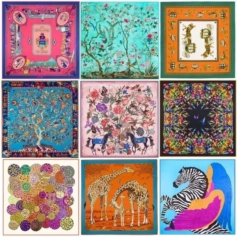 130cm Flower Carriage Twill Large Square Scarf Scarf Sunscreen Shawl