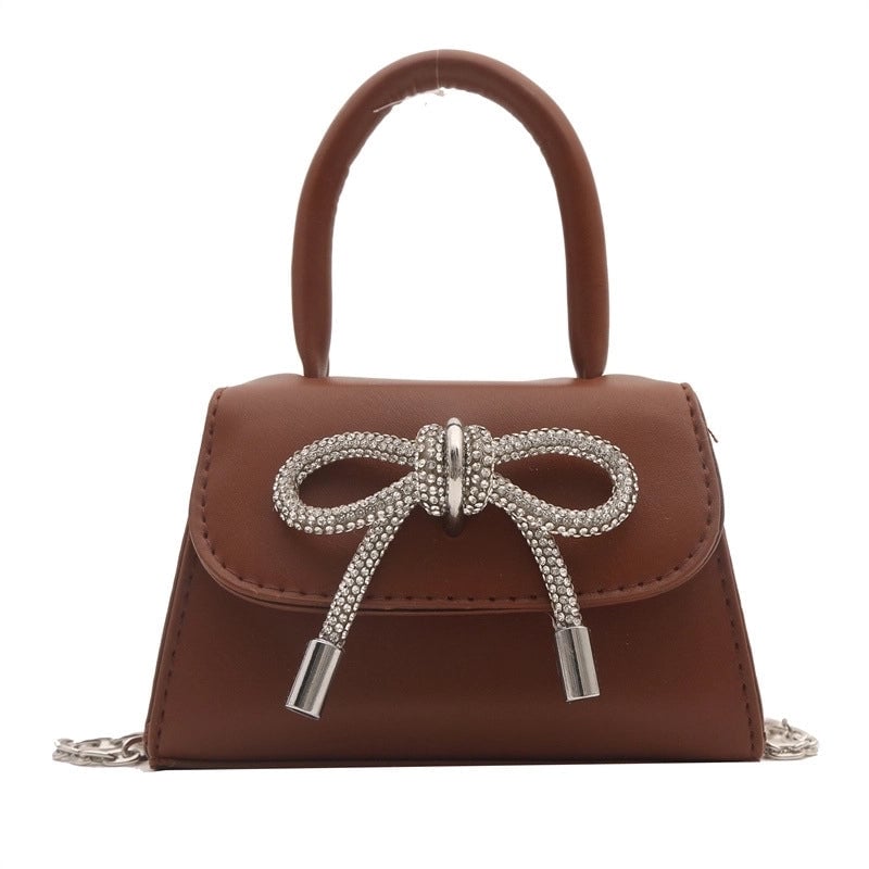 Women's Mini Pu Leather Bow Knot Elegant Magnetic Buckle Handbag