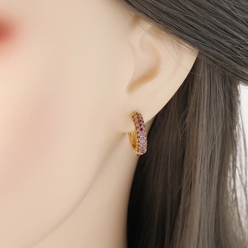 2 Pieces Minimalist U Shape Plating Inlay Copper Zircon Earrings