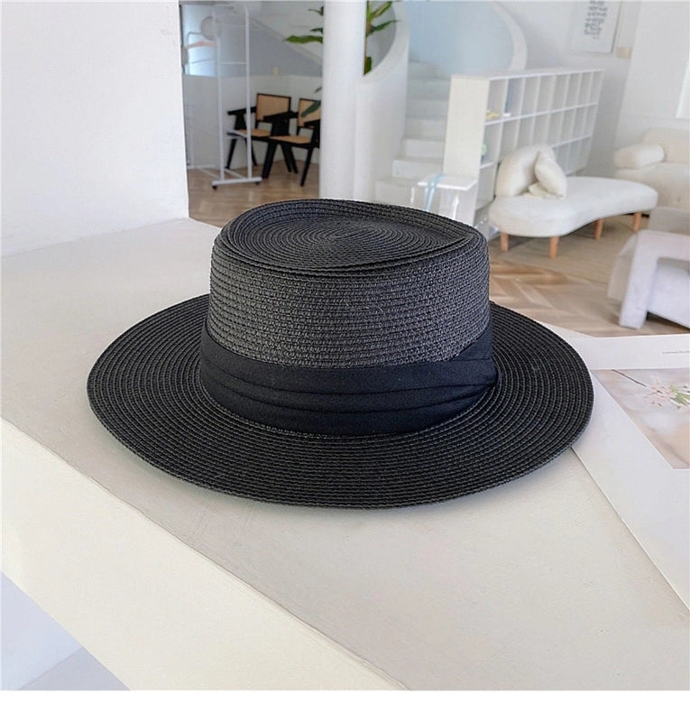 Women's Vacation Solid Color Flat Eaves Straw Hat