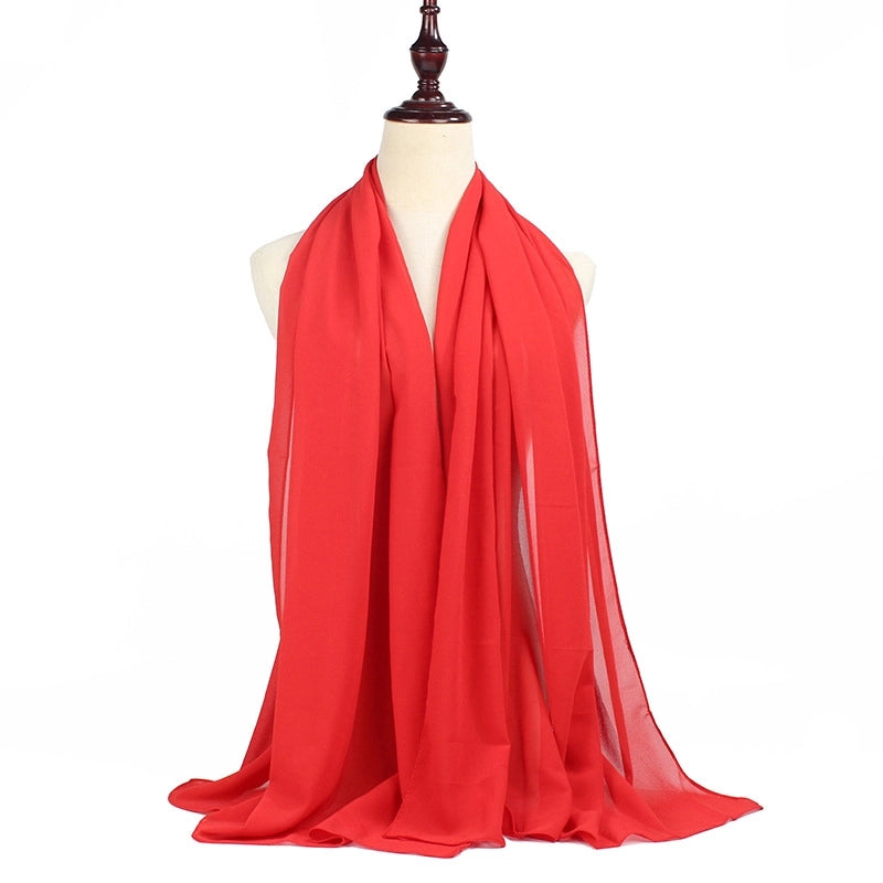 Women's Minimalist Solid Color Chiffon Scarf