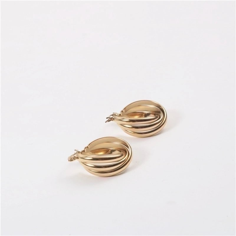 1 Pair Fashion Solid Color Plating 201 Stainless Steel 18K Gold Plated Earrings