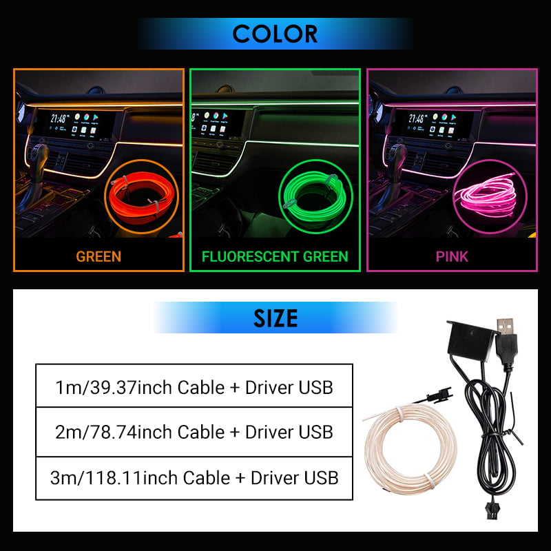 USB LED Cold Light Central Control Car Modified Atmosphere Light Strip