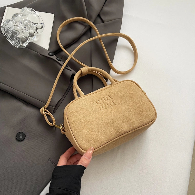 Women's Pu Leather Solid Color Basic Square Zipper Shoulder Bag Handbag Crossbody Bag