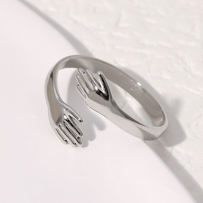 Open Ring Expressive Palm Stainless Steel Electroplating Rings