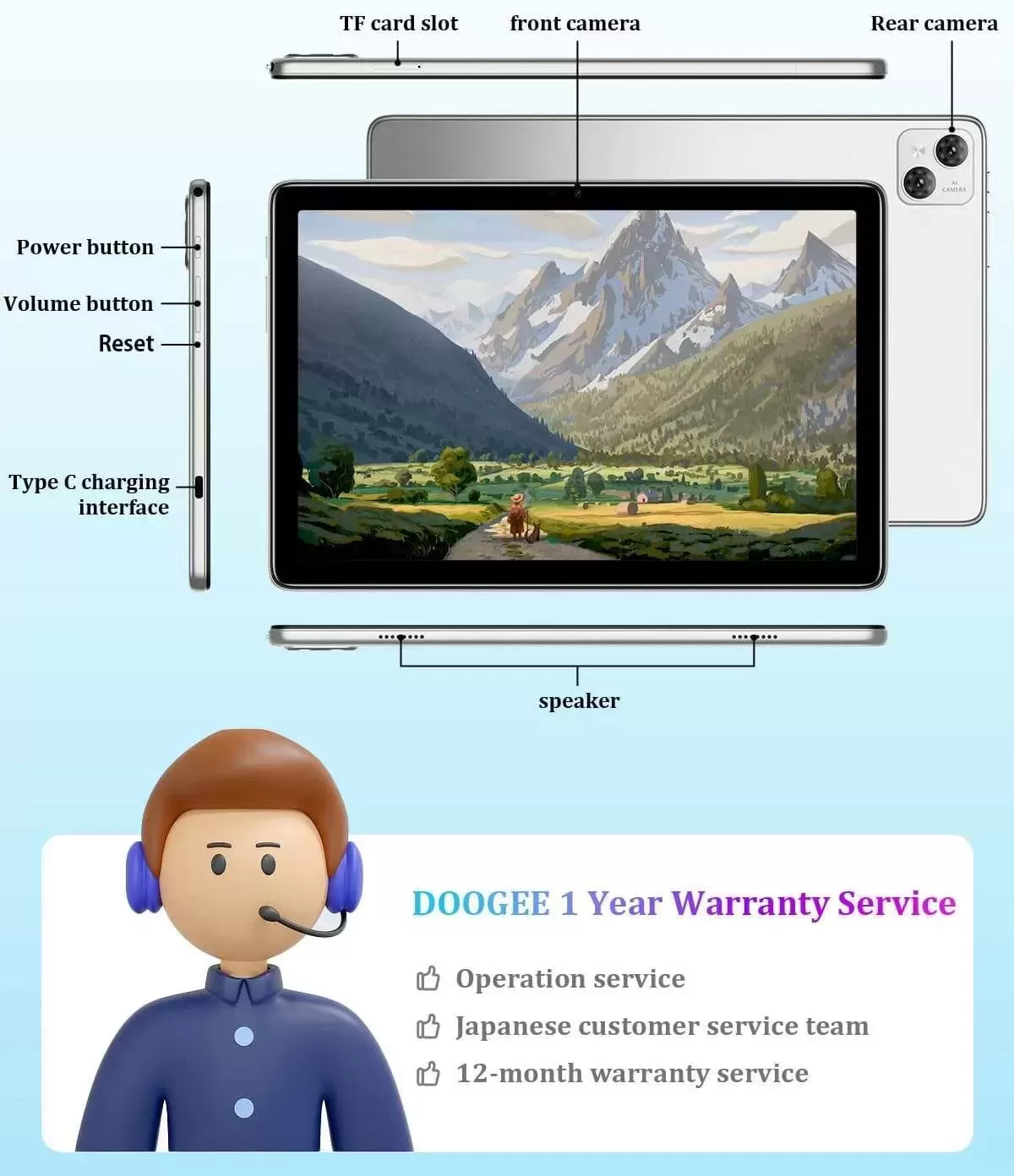 T10 Android Tablet 2K HD 10.1 inch, 15GB RAM 128GB ROM(TF 1TB), Octa-Core Android 12 OS, Battery 8300mAh, 2.4/5G WiFi&Bluetooth 5.0, 13MP+8MP Camera, TÜV Low Bluelight Tablet for Kids (Silvery)