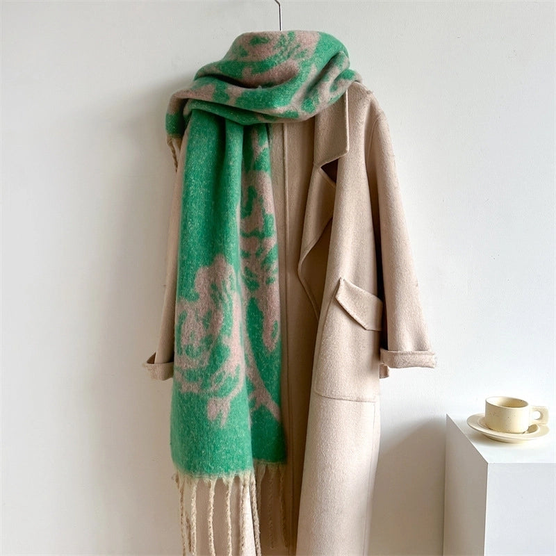 Women's Elegant Basic Minimalist Floral Imitation Cashmere Polyester Scarf