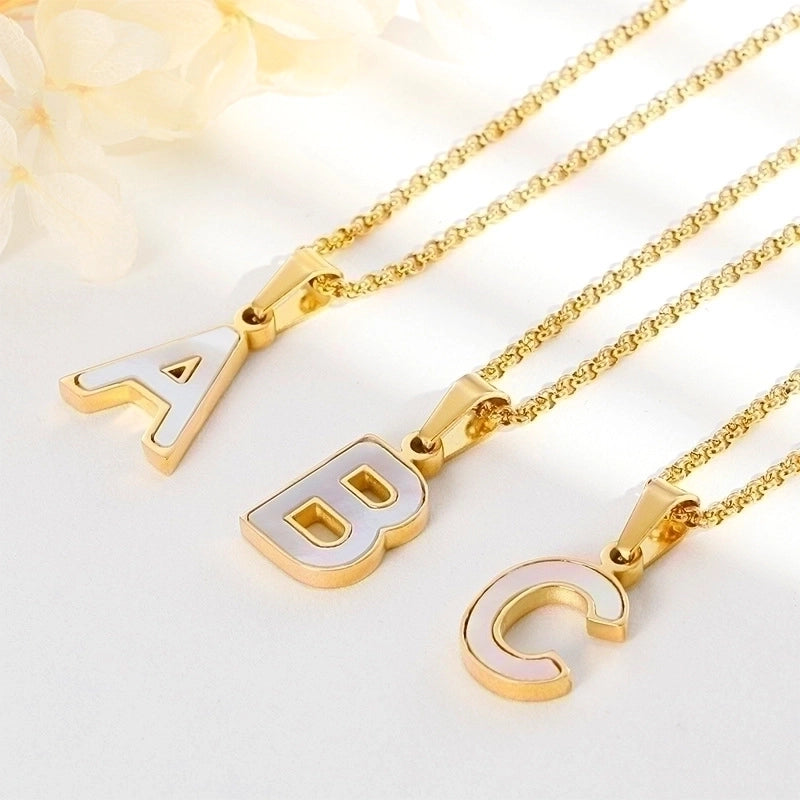 Simple Shell English Letter Titanium Steel Necklace