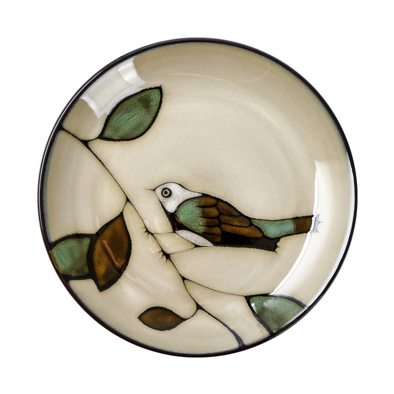 Ceramic Plate Bowl Dish Distinctive Bird Deep Plate Household Dining Bowl Creative Underglaze Color Tableware