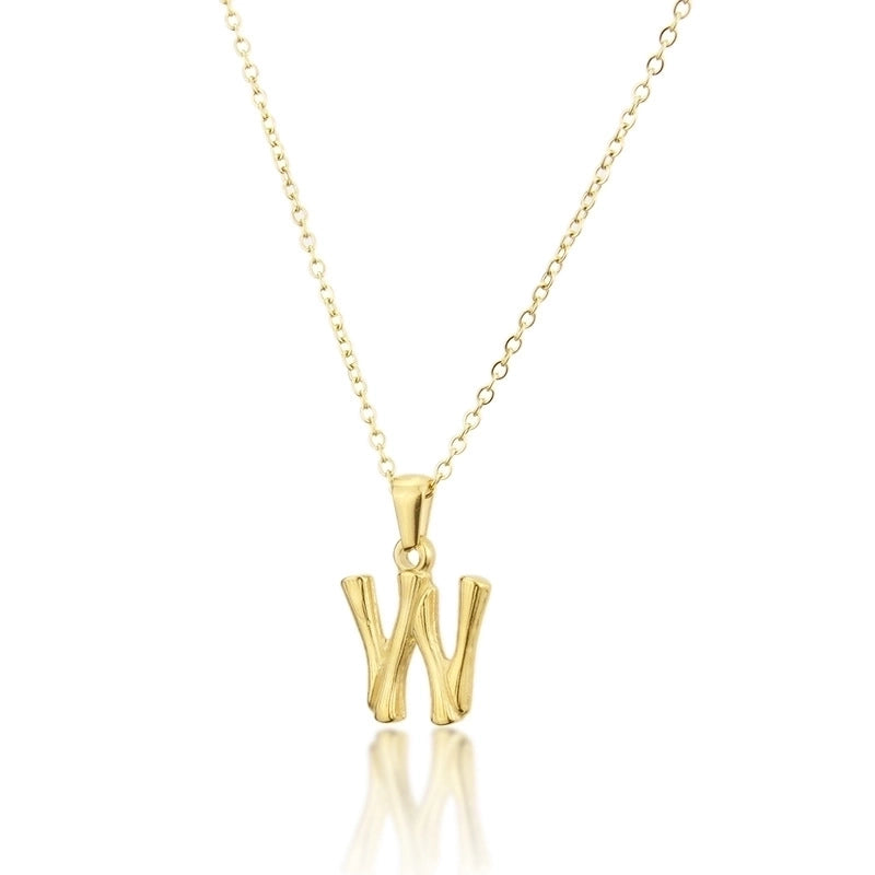 Platform New Stainless Steel Antique Slub-shaped 26 Letter Necklace Hot Gold English Titanium Steel Pendant