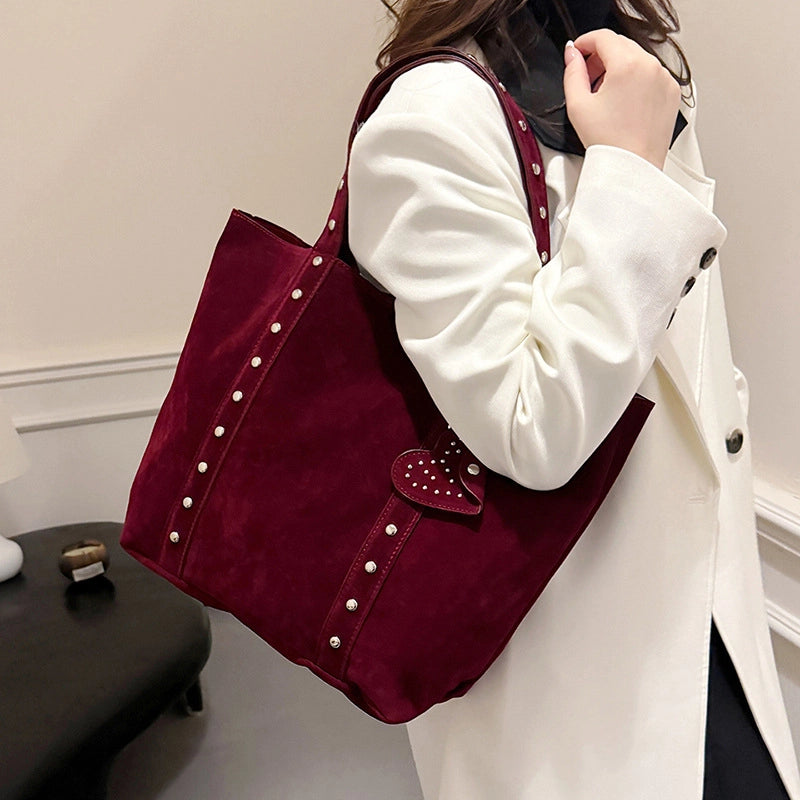 Women's Large Pu Leather Solid Color Elegant Streetwear Square Magnetic Buckle Tote Bag