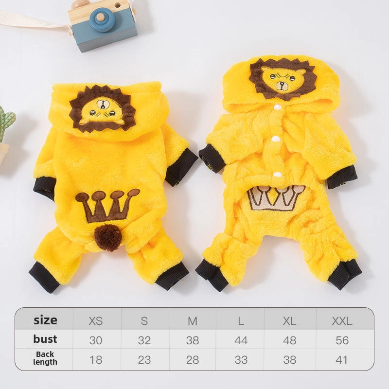 Autumn And Winter Dog Clothes Warm Thickened Coral Fleece Puppy Transformation Outfit Teddy Corgi Cat Pet Clothing