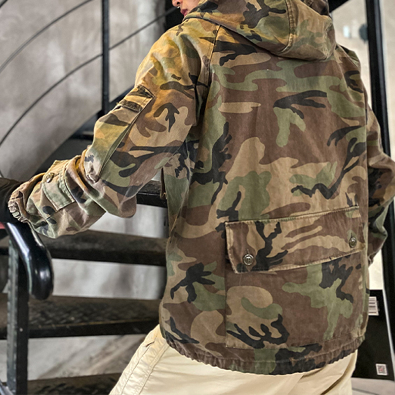 Military Camo Hooded Zip Multi Pocket Casual Hoodie