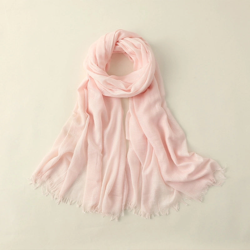 Women's Elegant Solid Color Cotton Silk Scarves