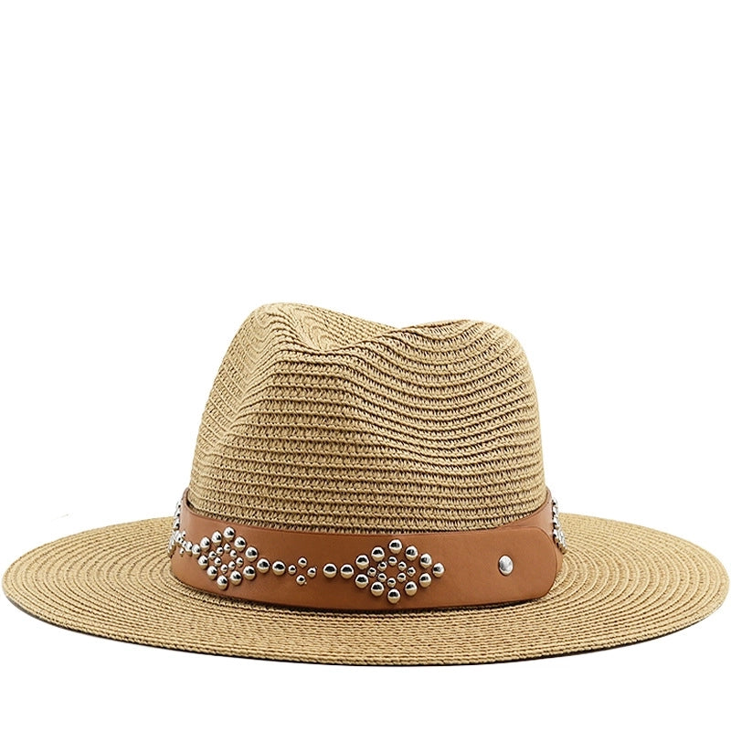 Women's Minimalist Color Block Flat Eaves Straw Hat