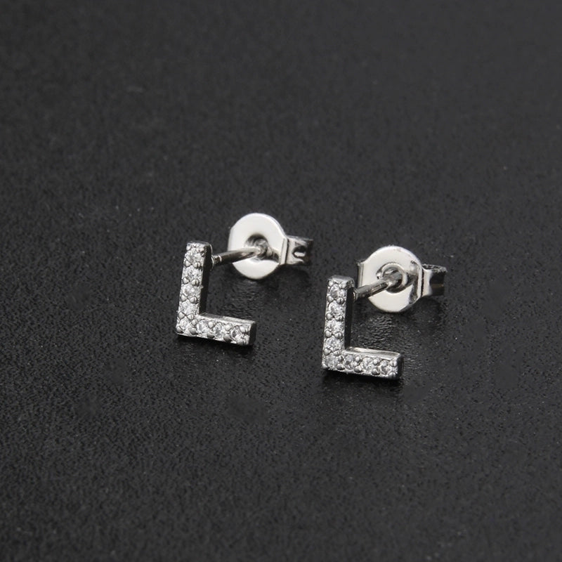 1 Pair Fashion Letter Inlay Copper Zircon Gold Plated Ear Studs