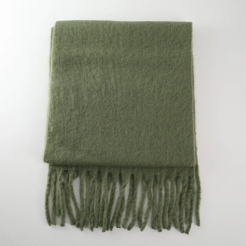 Women's Minimalist Solid Color Polyester Tassel Scarf